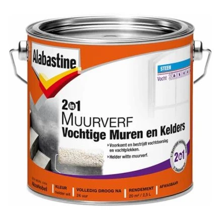 Alabastine 2in1 Muurverf Vochtige Muren En Kelders Wit 3 Alabastine 2in1 Muurverf Vochtige Muren En Kelders Wit