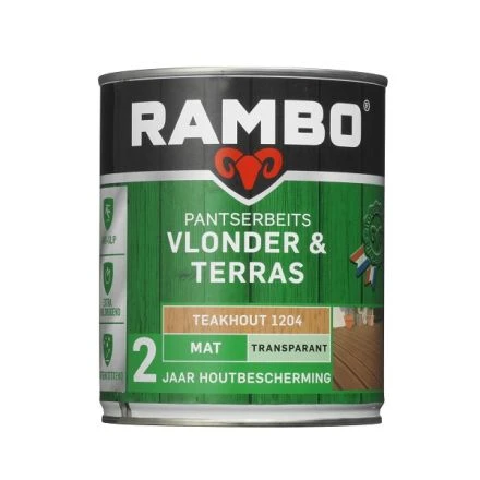 Rambo Pantserbeits Vlonder & Terras Mat Transparant - Teakhout 3 Rambo Pantserbeits Vlonder & Terras Mat Transparant - Teakhout