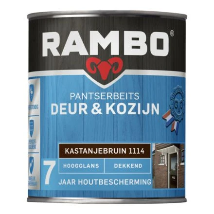 Rambo Pantserbeits Deur & Kozijn Hoogglans Dekkend - Kastanjebruin 3 Rambo Pantserbeits Deur & Kozijn Hoogglans Dekkend - Kastanjebruin
