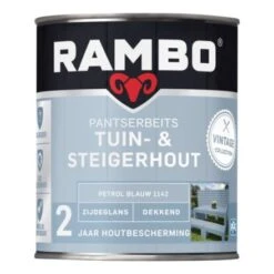 Rambo Pantserbeits Tuin & Steigerhout Zijdeglans - Petrol Blauw 750 Ml