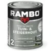 Rambo Pantserbeits Tuin & Steigerhout Zijdeglans - Stoer Antraciet 750 Ml 2 Rambo Pantserbeits Tuin & Steigerhout Zijdeglans - Stoer Antraciet 750 Ml -verfwinkel Winkel rambo pantserbeits tuin steigerhout zijdeglans dekkend vw ra1029sa 1