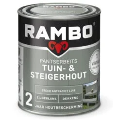 Rambo Pantserbeits Tuin & Steigerhout Zijdeglans - Stoer Antraciet 750 Ml