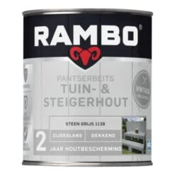 Rambo Pantserbeits Tuin & Steigerhout Zijdeglans - Steen Grijs 750 Ml